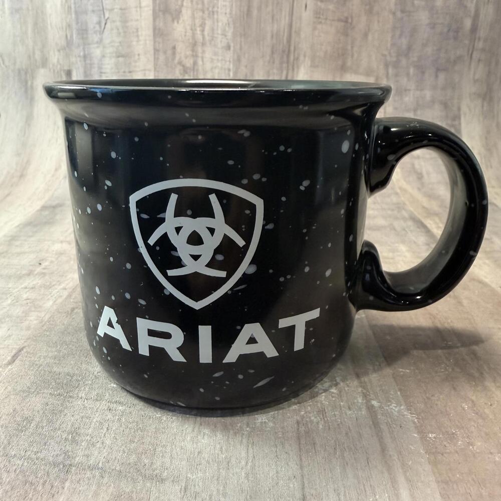 Ariat Black Speckled Camp Style Mug Heavy Campfire Coffee Cup